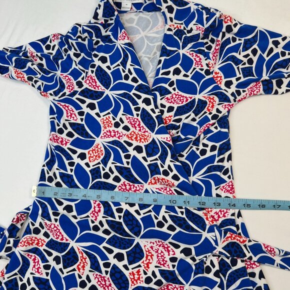 Diane Von Furstenberg DVF Julian Two Wrap Dress Blue Printed Viscose 10 - Picture 4 of 11